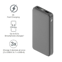 Cygnett CHARGEUP RESERVE 2ND GENERATION 20,000 mAh Power Bank - Silver (CY3703PBCHE), 20K Power bank with three port (2x USB-C and USB-A)