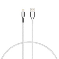Cygnett Armoured Lightning to USB-A Cable (2M) - White (CY2686PCCAL), 2.4A/12W, Double Braided Nylon, 20K Bend, MFi, Fast Charge, 5 Yr. WTY.