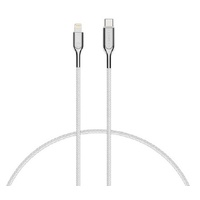 Cygnett Armoured Lightning to USB-C Cable (1M) - White (CY2800PCCCL), 30W, Braided, 20K Bend, MFi, Fast Charge, 0-50% Charge in 30mins, 5 Yr. WTY.