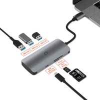 Cygnett Unite SlimMate USB-C Hub - (CY3316HUBC3) 1xSD 1xMicro SD 3xUSB-A 3.0 100W USB-C Power Delivery High-speed data transfer 15CM CBL Length
