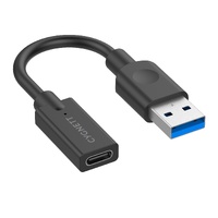 Cygnett Essentials USB-A Male to USB-C Female (10CM) Cable Adapter - Black(CY3321PCUSA),5GBPS Fast Data Transfer,Compact Design Male to Female Adapter