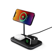 Cygnett MagDesk 15W 3-in-1 Magnetic Wireless Charger-Black(CY4369ACOCP)MagSafe & Qi Compatible,1.5M USB-C Cable,25W USB-C Wall Charger,Attachment Ring