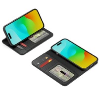 Cygnett UrbanWallet Apple iPhone 15 (6.1") Leather Wallet Case - Black (CY4590URBWT), 360° Protection, Multi-Angle, 2x Card Slots, 4FT DropProof