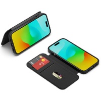 Cygnett MagWallet Apple iPhone 15 (6.1") Leather Wallet Case - Black (CY4594MAGWT), 360° Protection, Multi-Angle, 3x Card Slots, MagSafe,4FT DropProof