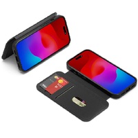 Cygnett MagWallet Apple iPhone 15 Pro Leather Wallet Case - Black (CY4596MAGWT) 360 Protection Multi-Angle 3x Card Slots MagSafe 4FT Drop Protection