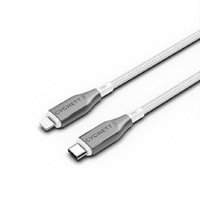 Cygnett Armoured Lightning to USB-C (2.0) Cable (2M) - White (CY4670PCCCL), 30W, Braided, 480Mbps Transfer, Fast Charge iPhone/iPad, MFi