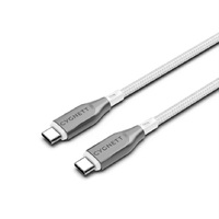 Cygnett Armoured USB-C to USB-C (2.0) Cable (1M) - White (CY4675PCTYC), 5A/100W, Braided, 480Mbps Transfer, Fast Charge, Best for Laptop
