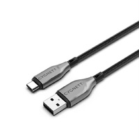 Cygnett Armoured USB-C to USB-A (2.0) Cable (3M) - Black (CY4685PCUSA), 3A/60W, Braided, 480Mbps Transfer, Fast Charge,Best for Laptop