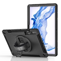 Generic Rugged Black Case for Samsung Galaxy Tab S8+ / Tab S7+ / Tab S7 FE (SM-X706/X700/ T736/T733) Shock Resistant, 2M Drop Tested w/ Shoulder Strap