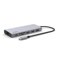 Belkin Connect USB-C 7-in-1 Multiport Adapter - Grey (INC009btSGY), 2xUSB-A 1xUSB-C 100W Power Delivery 1xGbE 1xSD 1xMicro SD