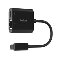 Belkin USB-C to Ethernet + Charge Adapter - Black(INC019BTBK), USB-C Power Delivery up to 100W