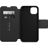 OtterBox Strada Apple iPhone 14 Plus Case Black - (77-88557), DROP+ 3X Military Standard, Leather Folio Cover, Card Holder, Raised Edges, Soft Touch