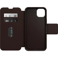 OtterBox Strada Apple iPhone 14 Plus Case Brown - (77-88554), DROP+ 3X Military Standard, Leather Folio Cover, Card Holder, Raised Edges, Soft Touch