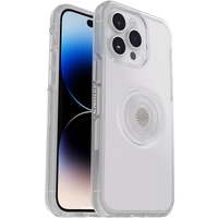 OtterBox Otter + Pop Symmetry Clear Apple iPhone 14 Pro Max Case Clear Pop - (77-88813), Antimicrobial, DROP+ 3X Military Standard, Swappable PopGrip