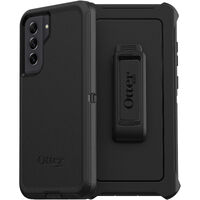 OtterBox Defender Samsung Galaxy S21 FE 5G (6.4") Case Black - (77-83939), DROP+ 4X Military Standard,Multi-Layer,Included Holster,Raised Edges,Rugged
