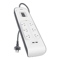 Belkin 2.4 Amp USB Charging 6-outlet Surge Protection Strip (BSV604au2M) - White/Grey