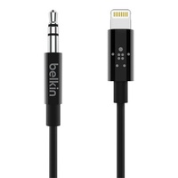 Belkin 3.5 mm Audio Cable With Lightning Connector (AV10172bt03-BLK) - Black - Available in 3-foot/0.9m or 6-foot/1.8m lengths