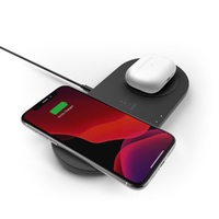 Belkin BoostCharge 15W Dual Wireless Charging Pads - Black (WIZ008auBK), Qi-Compatible, Non-Slippery,2-in-1 Fast Wireless Charger,PSU Included, 2YR.