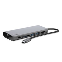 Belkin USB-C Multimedia Hub - Silver (F4U092btSGY),1xSD,1x4K HDMI,1xGB Ethernet,2xUSB-A,1xUSB-C,5Gbps,Charging, 60W PD, Compact Design, Multiport Dock