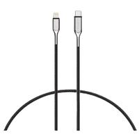 Cygnett Armoured Lightning to USB-C Cable (1M) - Black (CY2799PCCCL), 30W, Braided, 20K Bend, MFi, 0-50% Charge in 30mins, Fast Charge, 5 Yr. WTY.