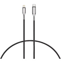 Cygnett Armoured Lightning to USB-C Cable (2M) - Black (CY2801PCCCL), 30W, Braided, 20K Bend, MFi, Fast Charge, 0-50% Charge in 30mins, 5 Yr. WTY.