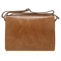 Marselisborg 14' Leather Messenger Business Laptop Bag Handcrafted Golden Tan Briefcase Durable Adjustable Shoulder Strap Fits 14' 13.3' 12' Notebook