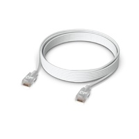 Ubiquiti UniFi Etherlighting Patch Cable, Length 8M, White, Nano-thin patch cable with 10 GbE support, designed to showcase Etherlighting effects.