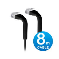 UniFi Patch Cable 8m Black, Both End Bendable to 90 Degree, RJ45 Ethernet Cable, Cat6, Ultra-Thin 3mm Diameter U-Cable-Patch-8M-RJ45-BK
