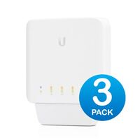 Ubiquiti USW Flex 3 Pack- Managed, Layer 2 Gigabit switch with auto-sensing 802.3af PoE support. 1x PoE In, 4x PoE Out