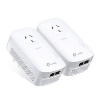 TP-Link TL-PA9020P KIT AV2000 2-Port Gigabit Passthrough Powerline Starter Kit, HomePlug AV2, Up To 2000Mbps, 2X2 MIMO With Beamforming, Plug and Play