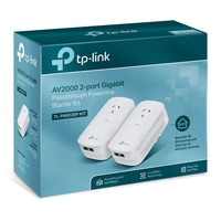 TP-Link PA9020P AV2000 2-Port Gigabit Passthrough Powerline Starter Kit, HomePlug AV2, Up To 2000Mbps, 2X2 MIMO With Beamforming, Plug and Play
