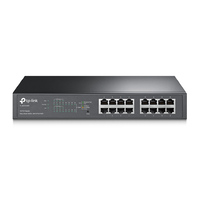 TP-Link TL-SG1016PE JetStream 16-Port Gigabit Desktop/Rackmount Switch with 8-Port PoE+ 32Gbps IEEE 802.3af/at Priority Function Mac Address