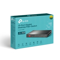 TP-Link TL-SG1210MP 10-Port Gigabit Desktop Switch with 8-Port PoE+Port: 8 Gigabit PoE+ Ports 2x Gigabit Non-PoE Ports 1 Combo Gigabit SFP SlotS