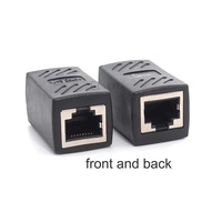 Oxhorn RJ45 Ethernet Inline 8 pins Coupler / Joiner Female to Female F-F Gold plated connections Black Retail bag