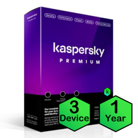 Kaspersky Premium Physical License (3 Devices, 1 Year) Supports PC, Mac, & Mobile