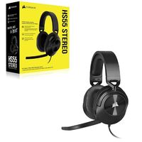 Corsair HS55 Carbon Stereo Gaming Headset, PS5 3D Audio, PS5, Switch, Discord Certified, Ultra Comfort Foam, 3.5mm Wired (LS)