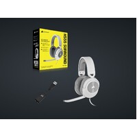 Corsair HS55 White 7.1 SURROUND Gaming Headset, PS5, Switch. ICUE, Discord Certified, Ultra Comfort Foam, 3.5mm Wired (LS)
