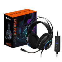 Gigabyte AORUS H1 Gaming Headset, Virtual 7.1 Channel, 50mm Drivers, RGB, In-Line Audio Controls, ENC Microphone,