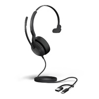 Jabra Evolve2 50, USB C/A MS Mono Headset, Bluetooth , 4 microphones, Active Noise Cancellation, Busylight, Call management, Air Comfort technology