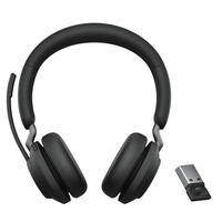 Jabra Evolve2 65 MS Stereo Binaural Bluetooth Headset, Includes Charging Stand & Link380a Dongle, Dedicated Microsoft Teams button, 2ys Warranty