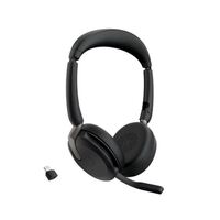 Jabra Evolve2 65 Flex MS Stereo Bluetooth Headset, Link380c USB-C Dongle Included, Foldable Design, 2Yr Warranty