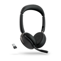 Jabra Evolve2 65 Flex UC Stereo Bluetooth Headset, Link380a USB-A Dongle Included, Foldable Design, 2Yr Warranty, 30m Wireless Range, 20 hours battery