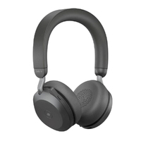 Jabra Evolve2 75 USB-A Link380a MS Stereo Stand Black,  8-Mic Technology, 36 Hours Battery & Fast Charge, Dual-Foam Tech, Discreet Hide-Away Boom Arm