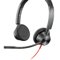 Plantronics/Poly Blackwire 3320 headset, Standard, USB-A, Stereo, Corded, Noise canceling, SoundGuard, Intuitive call control, Foam ear cushion