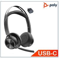 Plantronics/Poly Voyager Focus 2 UC Headset, Standard, USB-A, No Stand, up to 19 hours, Active Noise Canceling, Acoustic Fence, Stereo Sound, Mute Ale