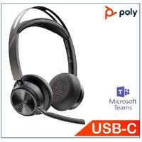 Plantronics/Poly Voyager Focus 2 UC Headset, Teams, USB A,  Charge stand, Active Noise Canceling, Acoustic Fence, Stereo Sound, Dynamic Mute Alert