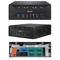 Shuttle XC60J Slim Mini PC 3L Barebone-Celeron J3355, Fan-less, 8x RS232(RS422/485), 3.5' HDD/SSD bay, LAN, HDMI, VGA, 2x DDR3L, M.2 2280, 65W adapter