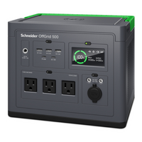 APC OffGrid Portable Power Station 500, 120V, 517Wh Lithium-ion, LCD, 3 NEMA, Sinewave, 3 USB-A, 2 USB-C, Wireless Charger
