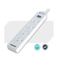 Sansai 4 Way Basic Powerboard (131P) with Master Switch Overload Protecte Reset button Indicator Light 100CM Lead 240VAC 10A