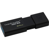 Kingston 64GB USB3.0 Flash Drive Memory Stick Thumb Key DataTraveler DT100G3 Retail Pack 5yrs warranty